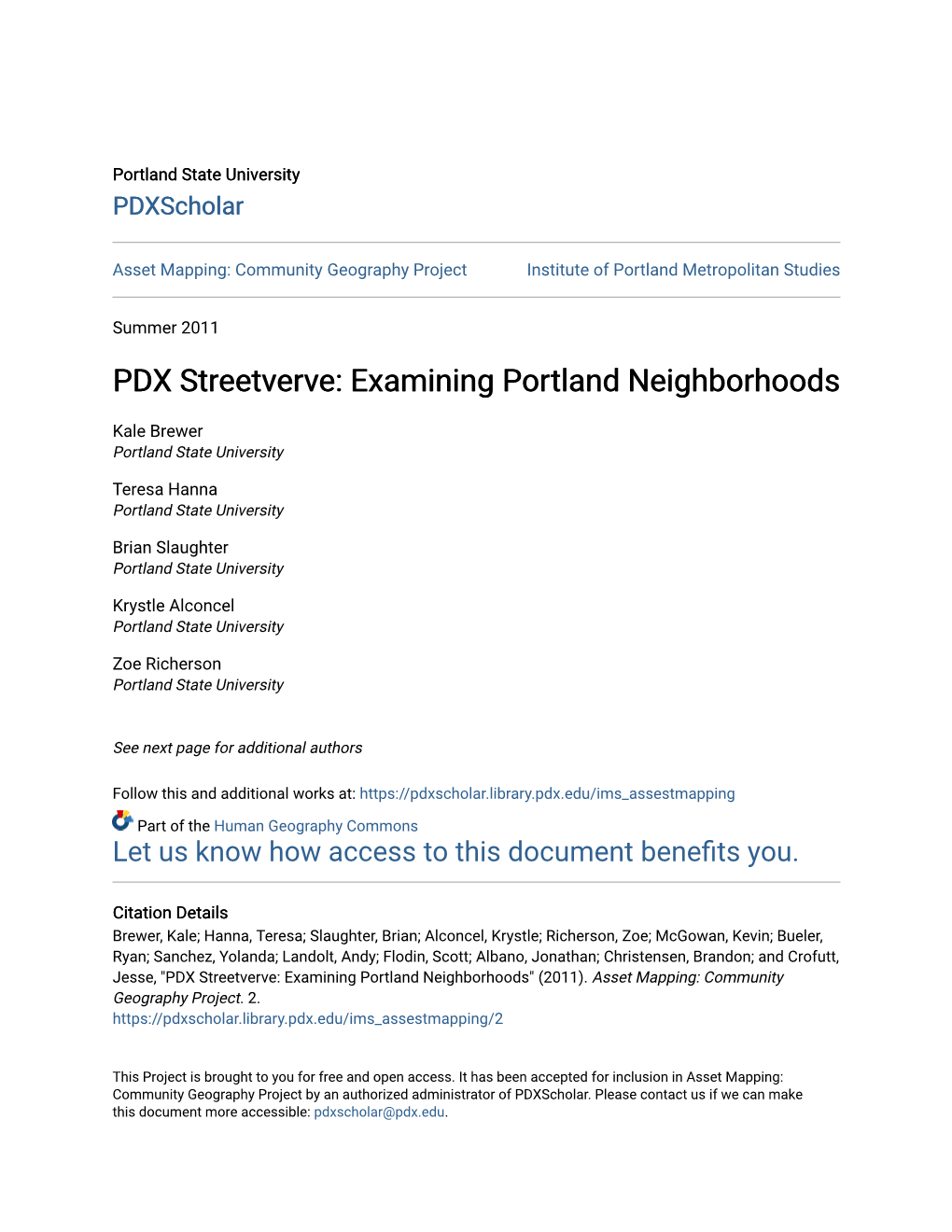 PDX Streetverve: Examining Portland Neighborhoods