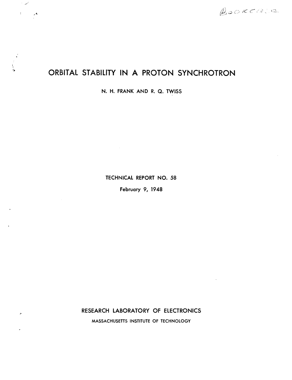 Orbital Stability in a Proton Synchrotron