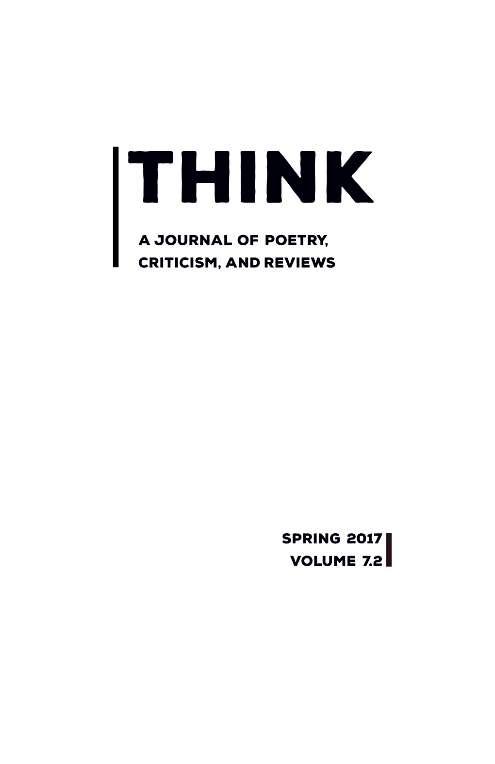 A Journal of Poetry, Criticism, and Reviews Spring 2017 Volume