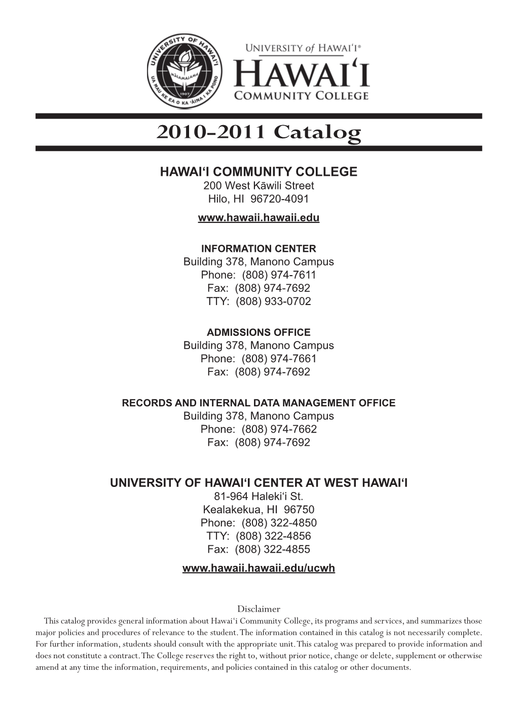 2010-2011 Catalog