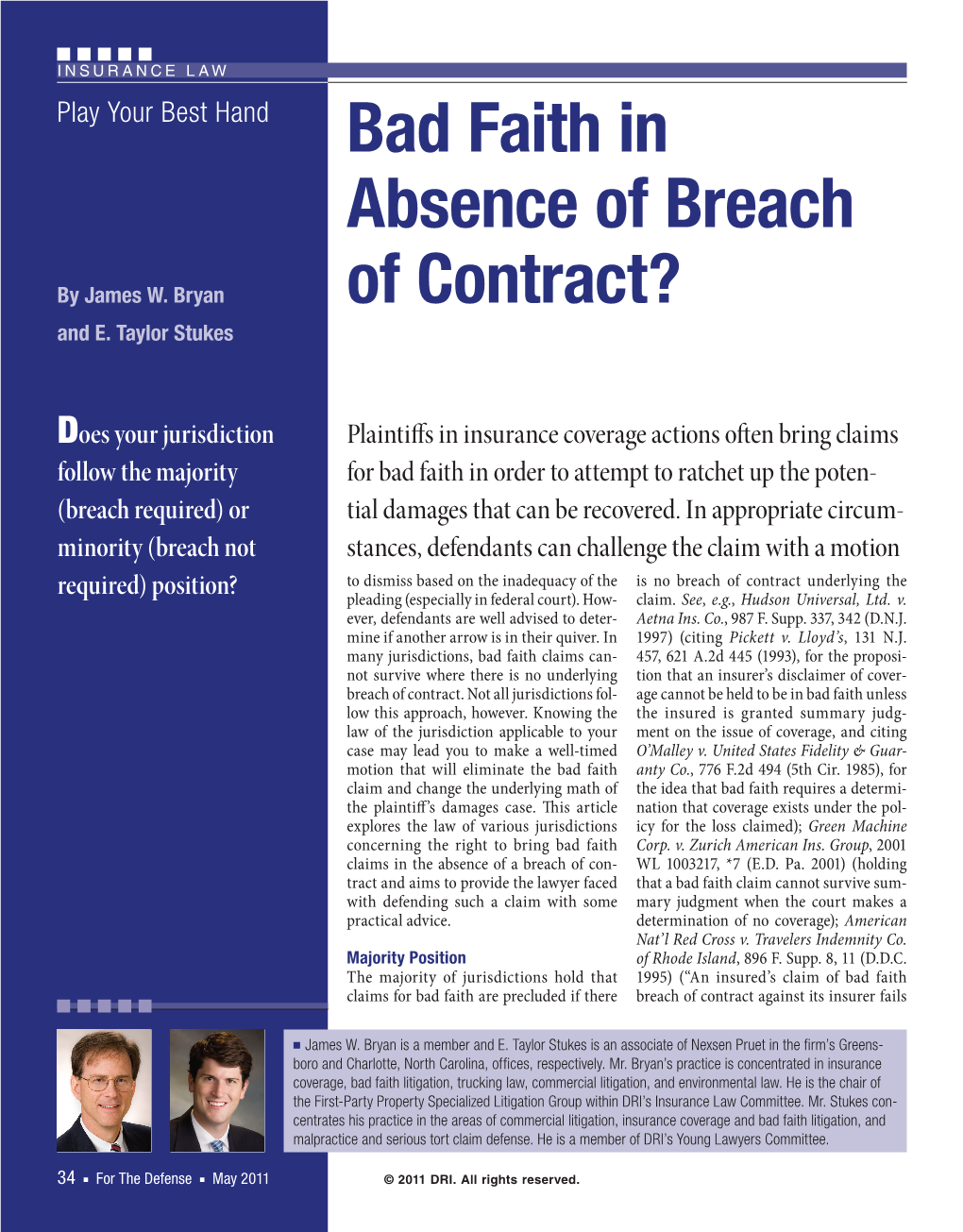 Bad Faith in Absence of Breach of Contract?