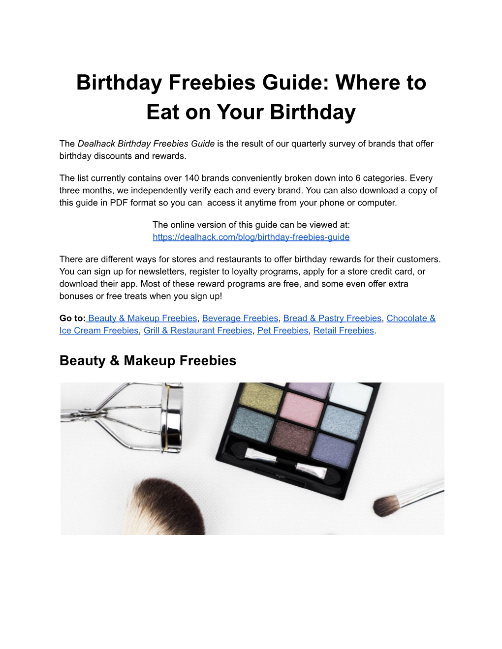 Birthday Freebies List