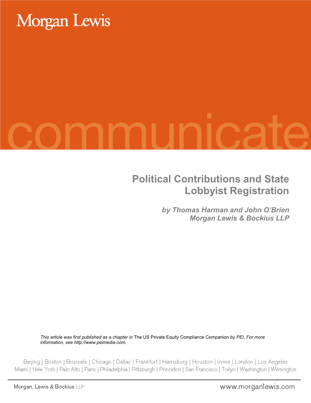 Political Contributions and State Lobbyist Registration