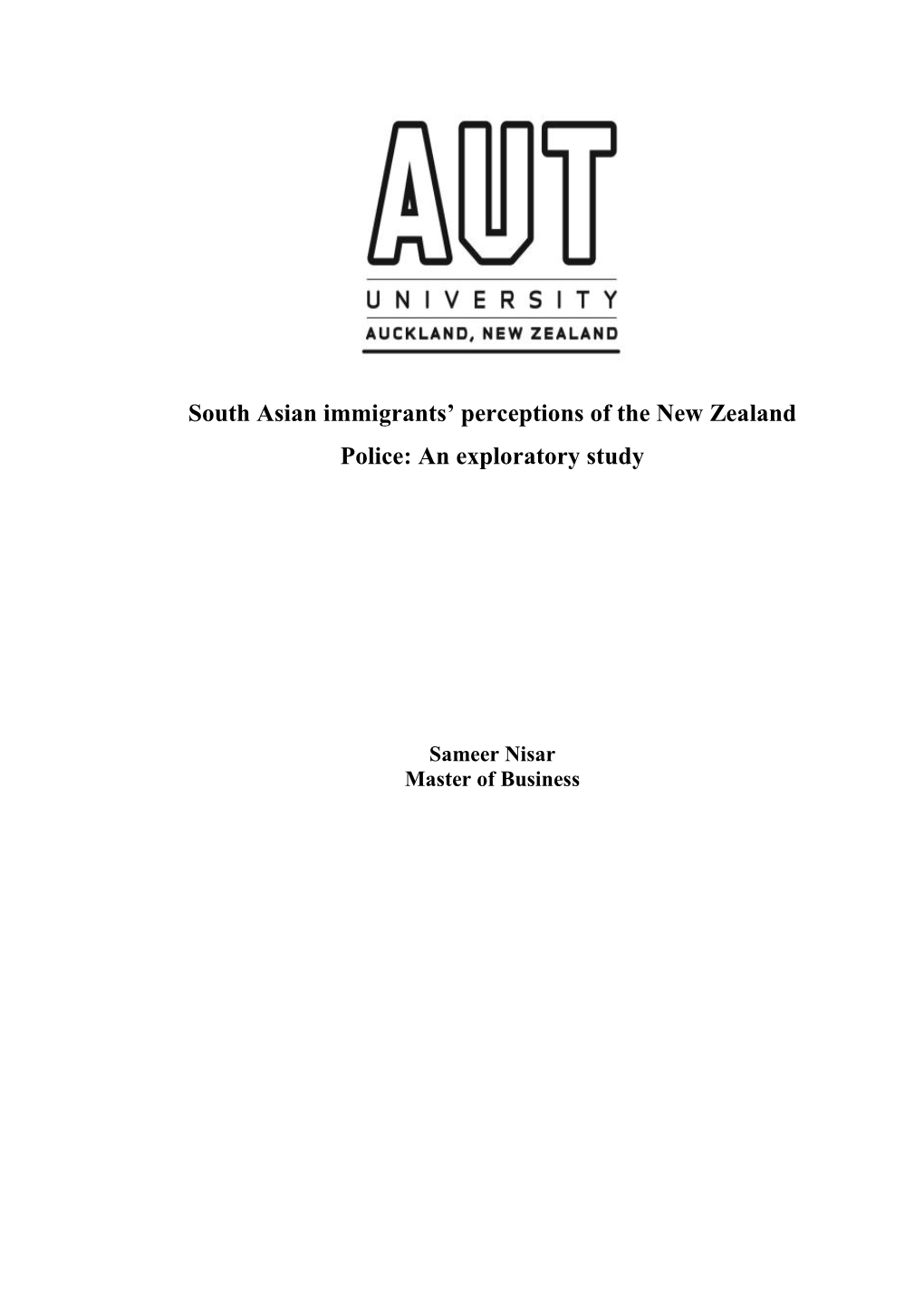 South Asian Immigrants' Perceptions of the New Zealand Police