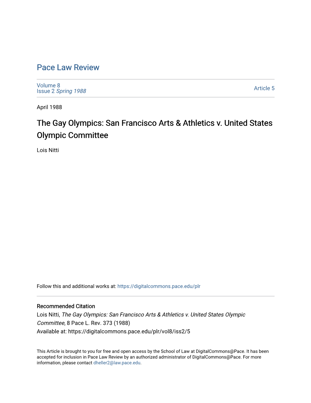San Francisco Arts & Athletics V. United States Olympic Committee