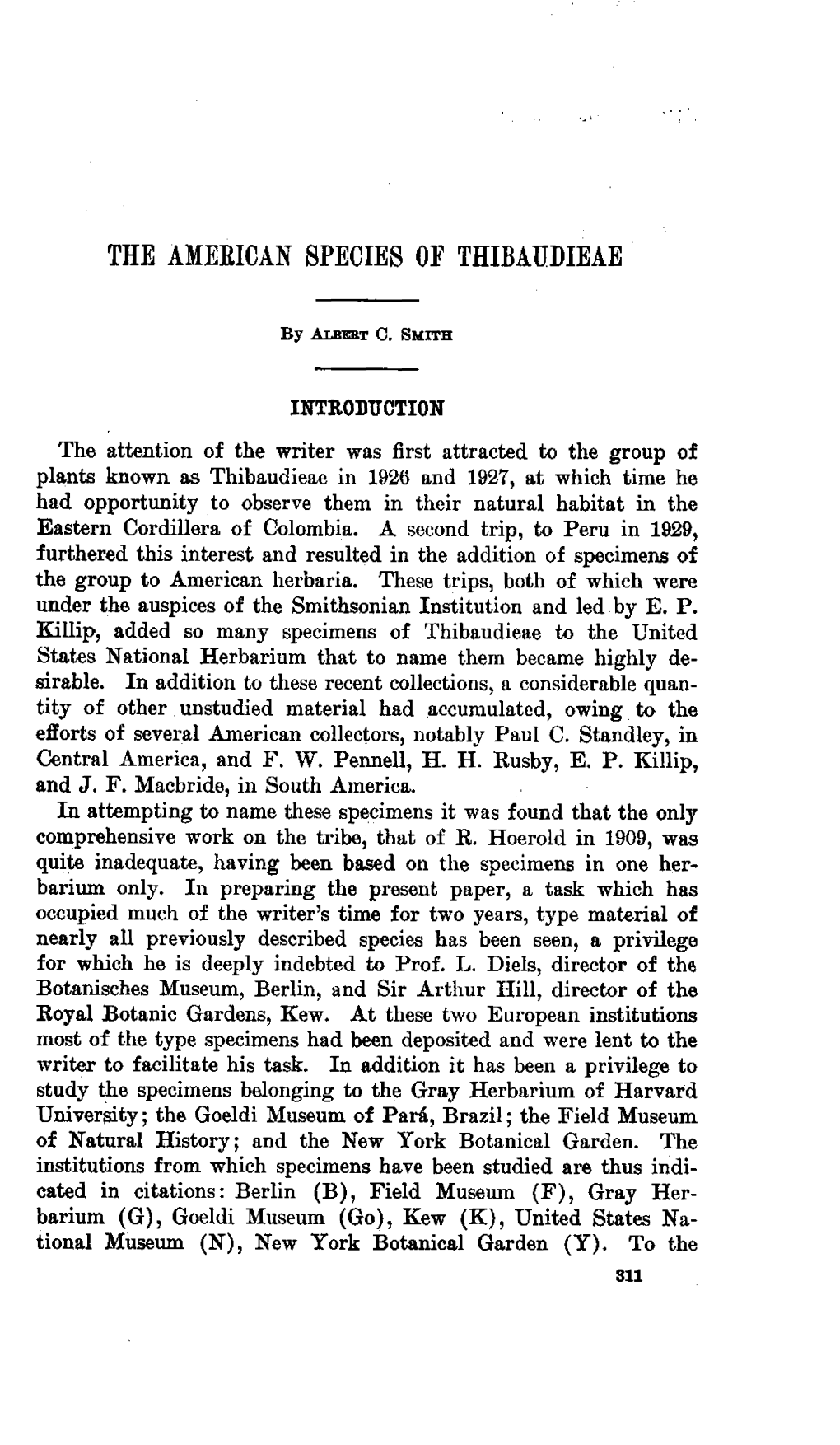 THE AMERICAN SPECIES of THIBAUDIEAE by Albert C. Smith