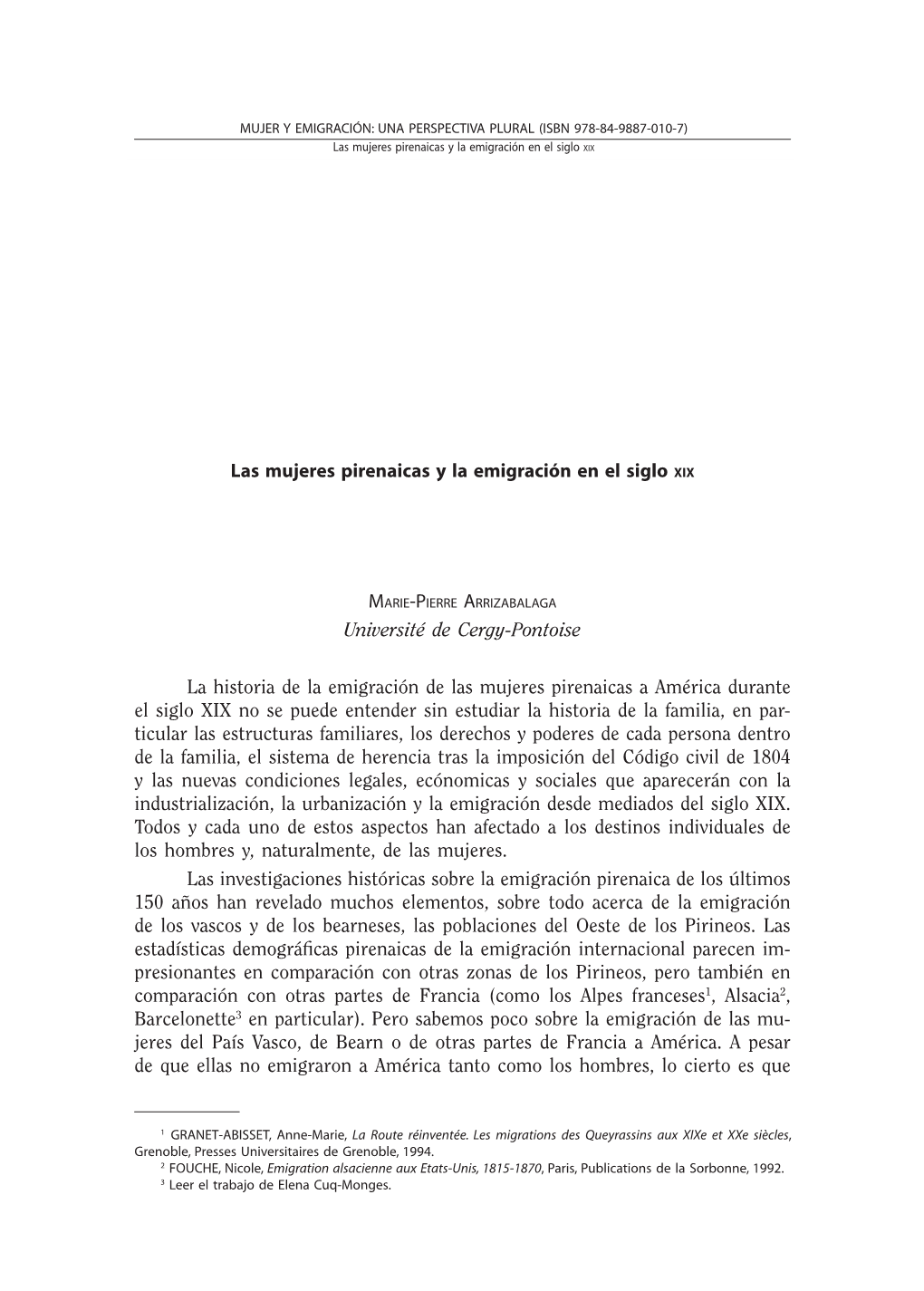 Las Mujeres Pirenaicas Y La Emigración En El Siglo Xix Marie-Pierre Arrizabalaga