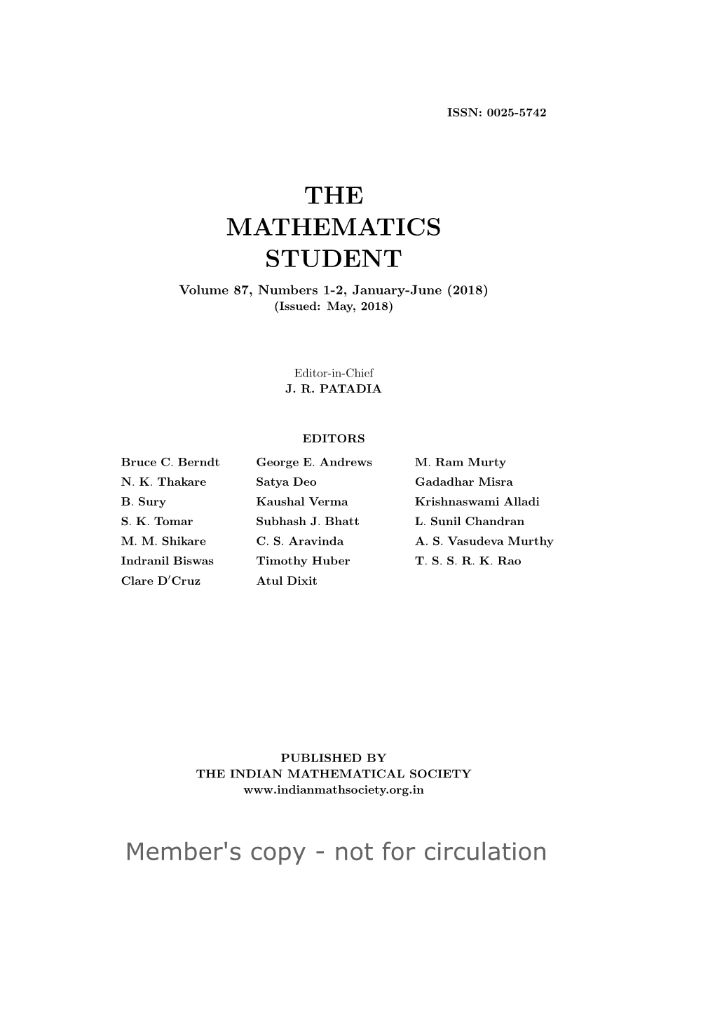 Math. Student 2018-Part-1
