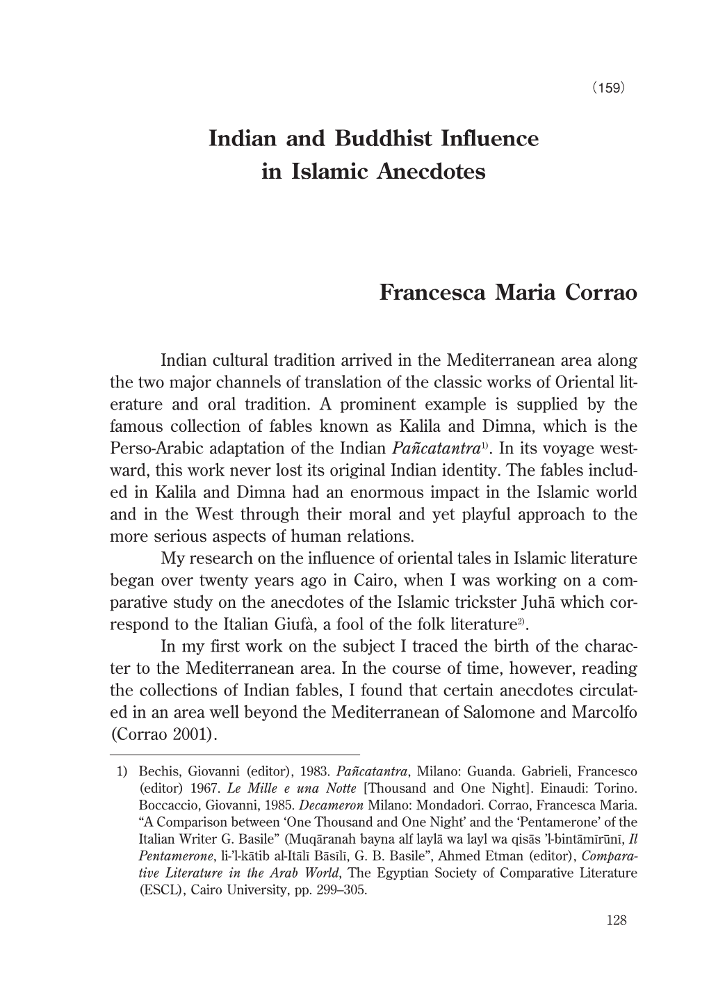 Indian and Buddhist Influence in Islamic Anecdotes Francesca Maria