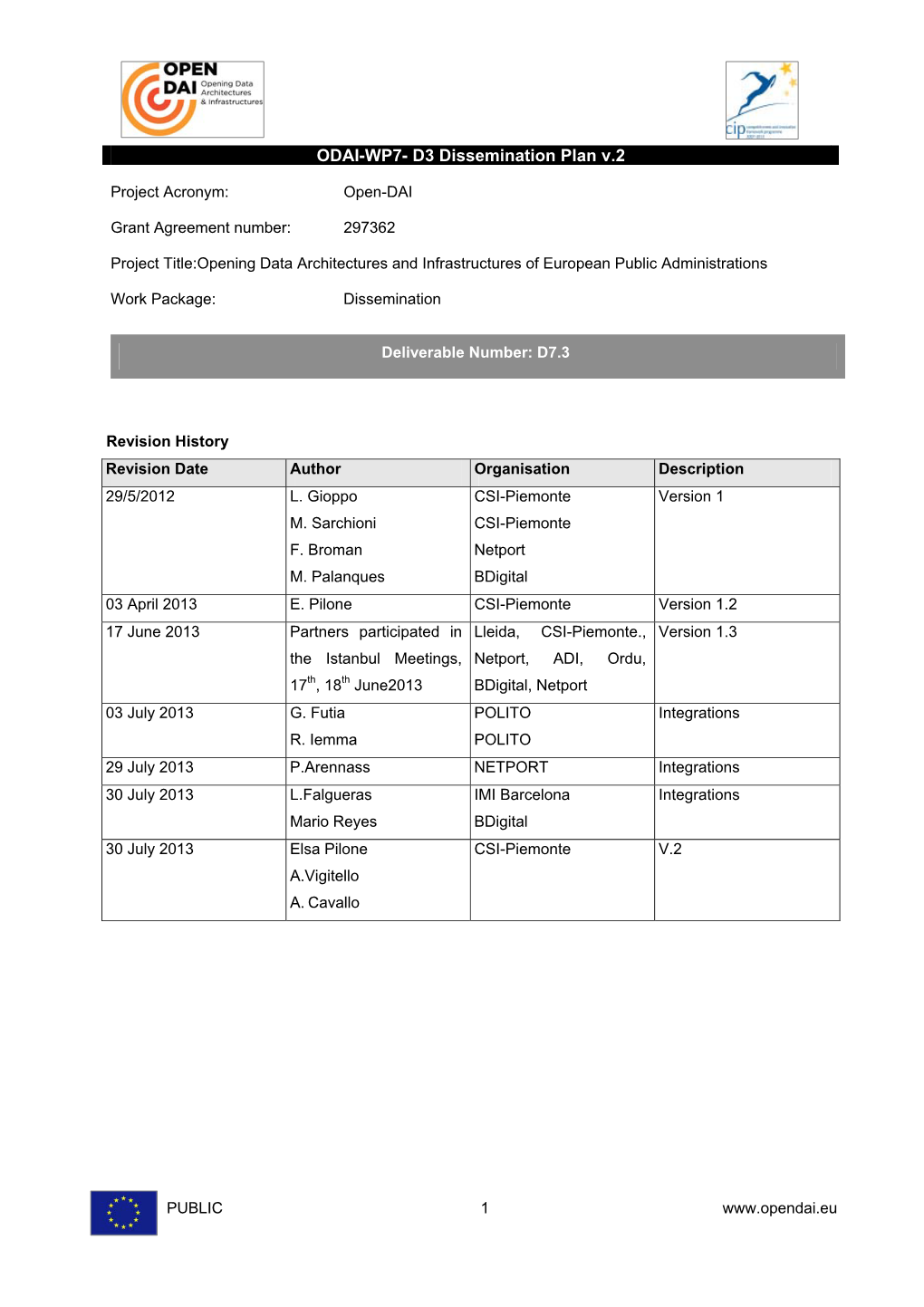 ODAI-WP7- D3 Dissemination Plan V.2