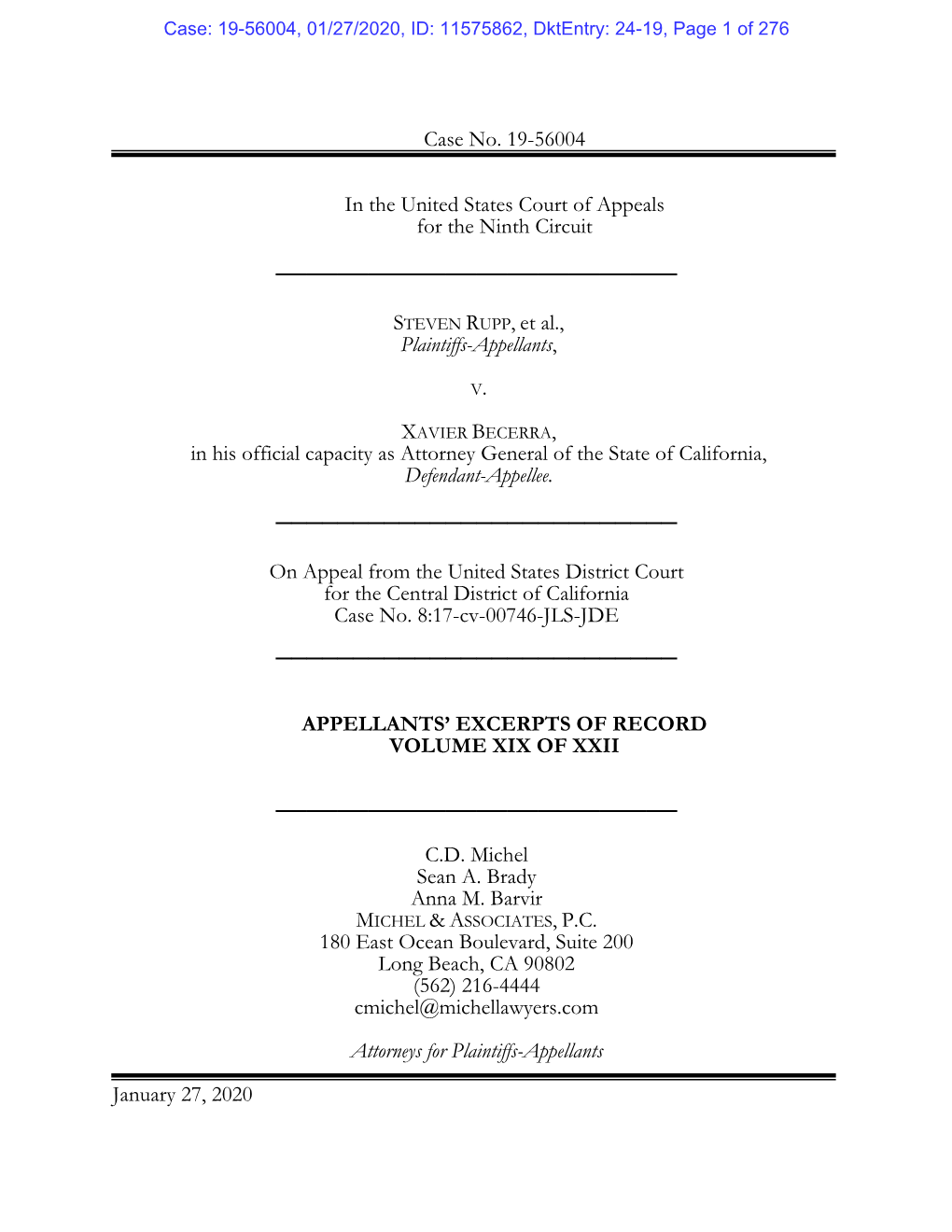 Case No. 19-56004 in the United States Court of Appeals for the Ninth Circuit
