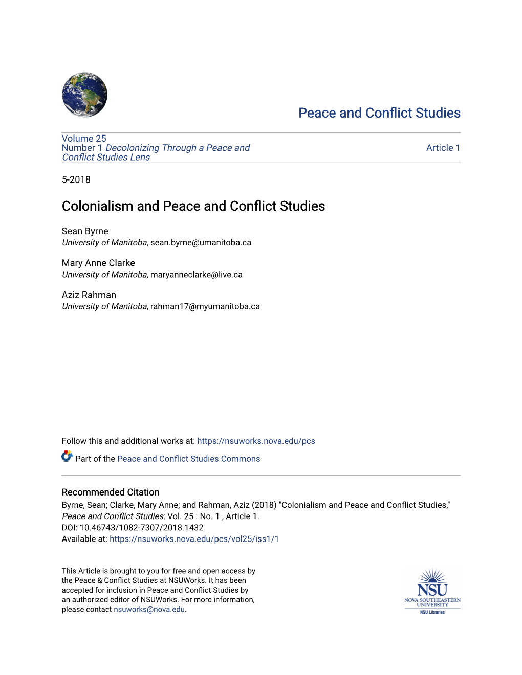 Colonialism and Peace and Conflict Studies