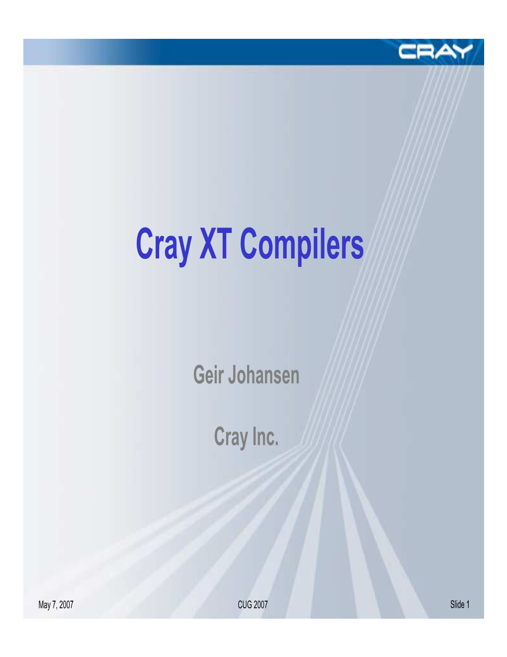 Cray XT Compilers