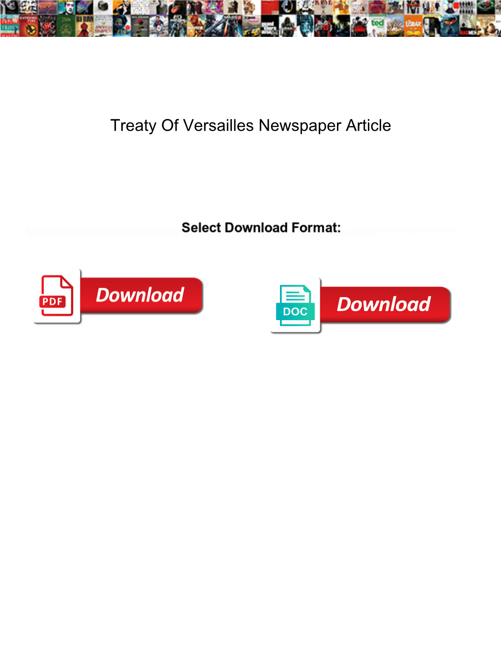 Treaty of Versailles Newspaper Article