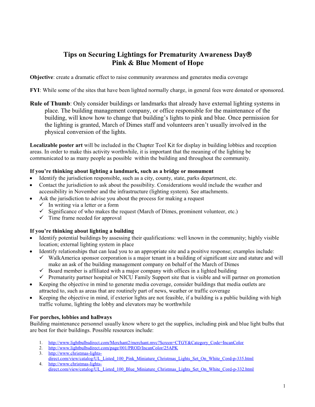 Tips on Securing Lightings for Prematurity Awareness Day