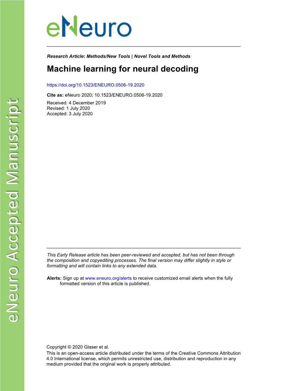Machine Learning for Neural Decoding