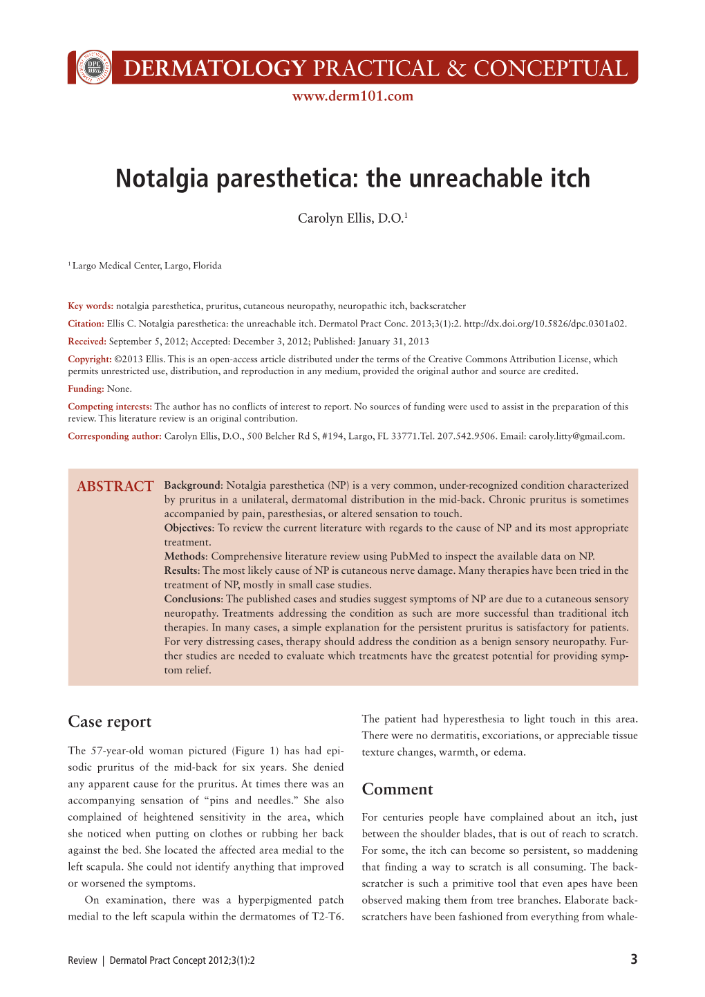 Notalgia Paresthetica: the Unreachable Itch