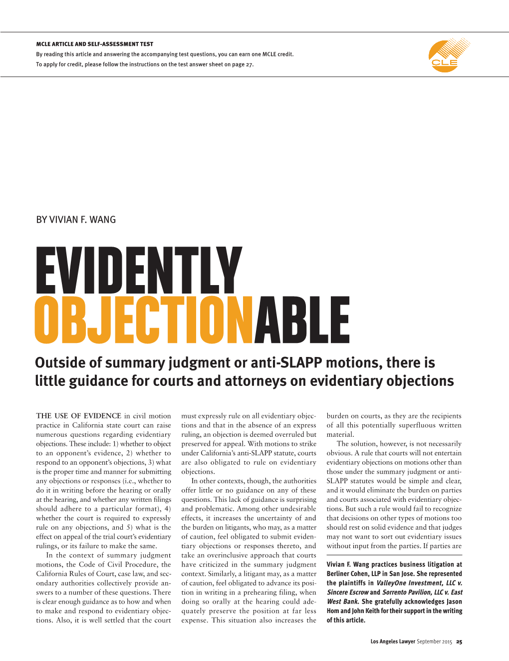 Objections to Evidence Summary Judgment