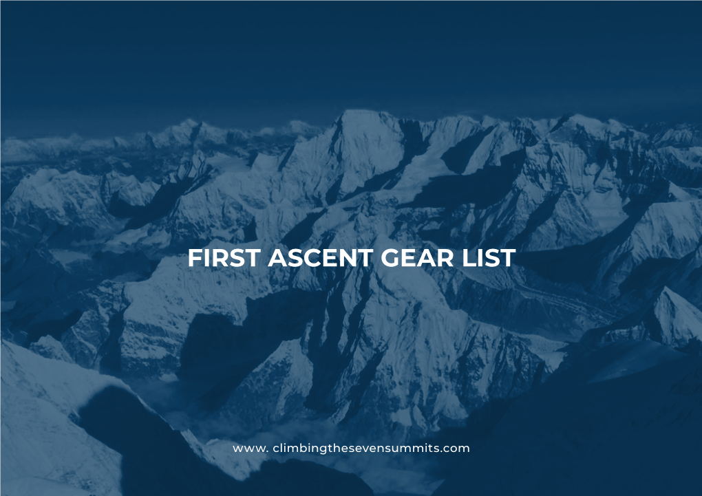 First Ascent Gear List