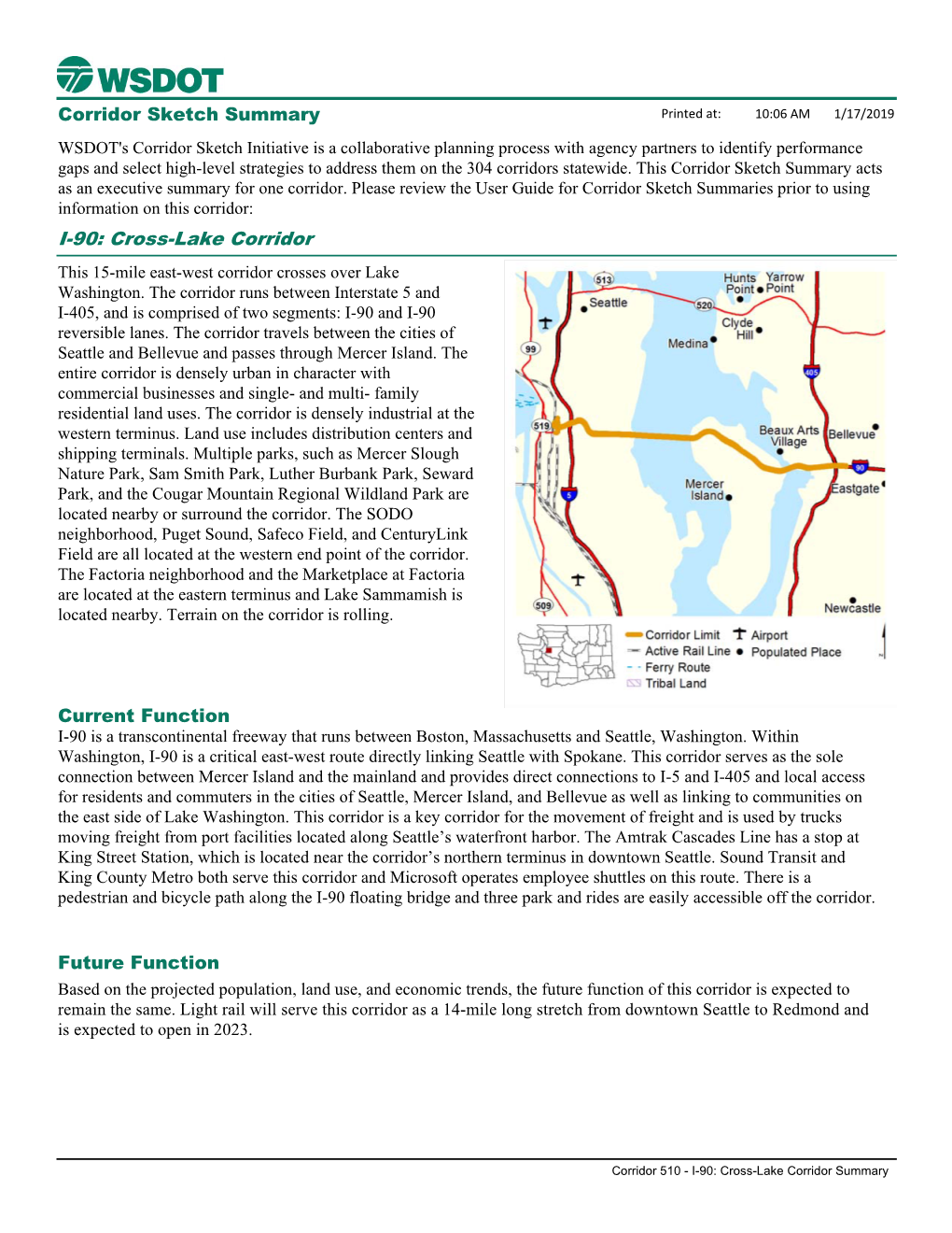 I-90: Cross-Lake Corridor This 15-Mile East-West Corridor Crosses Over Lake Washington