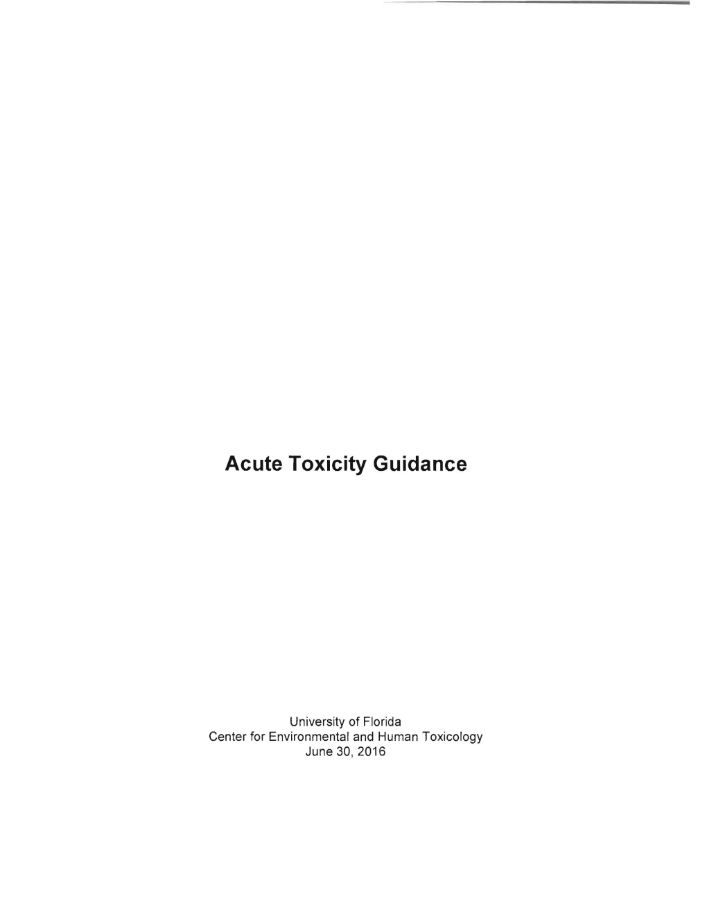 Acute Toxicity Guidance