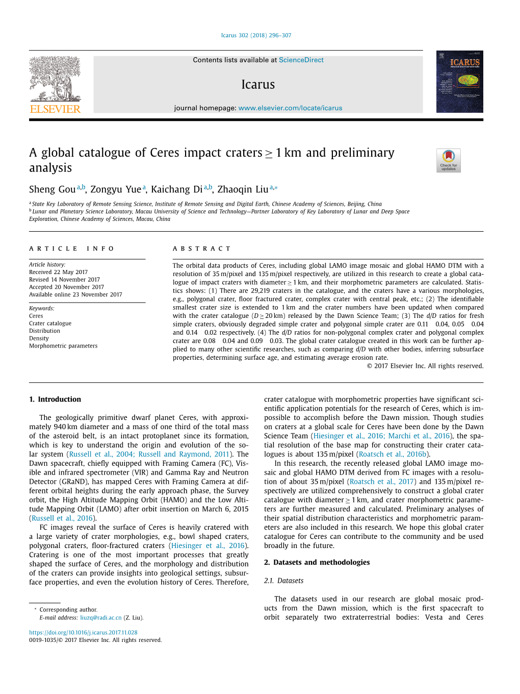 A Global Catalogue of Ceres Impact Craters 