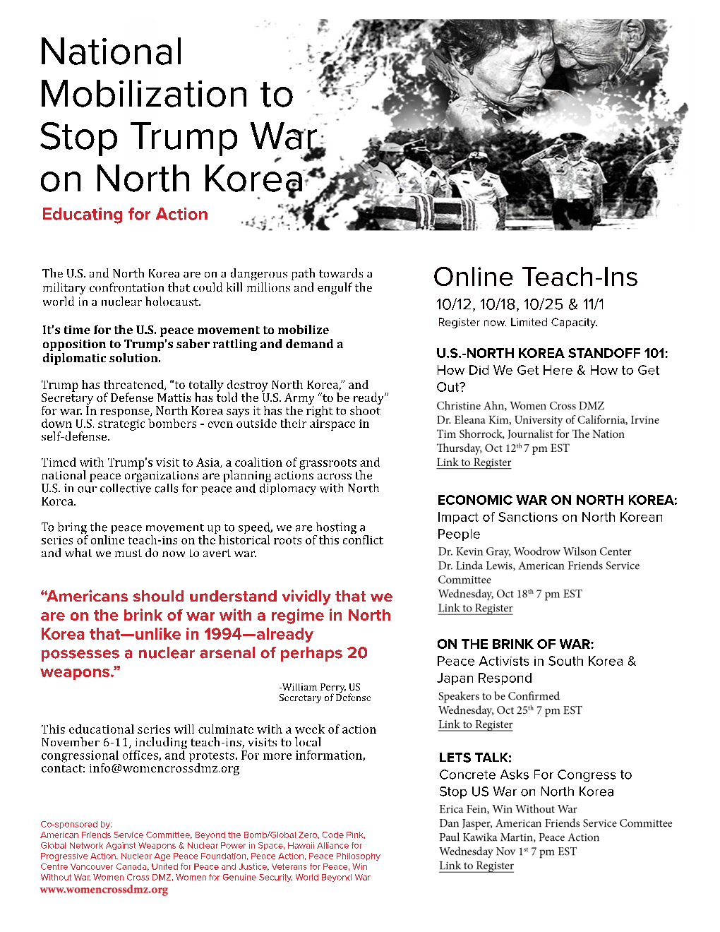 National Mobilization to Stop Trump War on North Korea Educating for Action