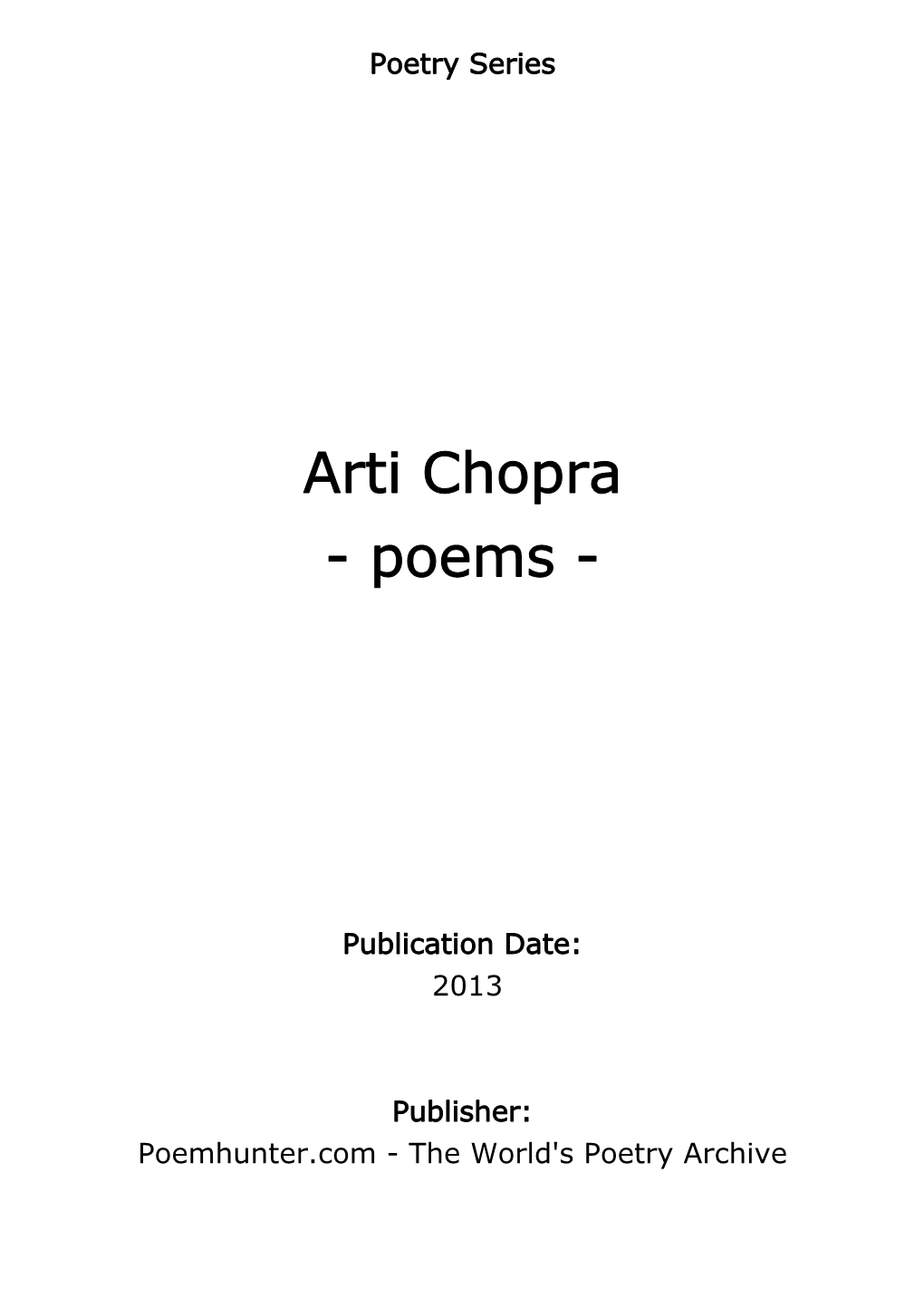 Arti Chopra - Poems