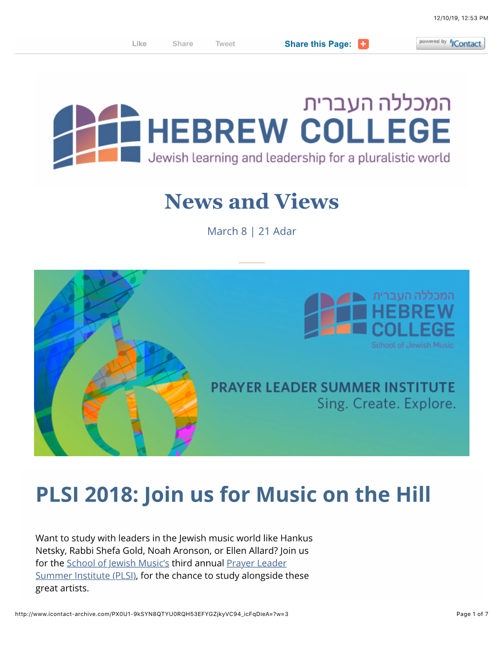 News and Views PLSI 2018: Join Us for Music on the Hill