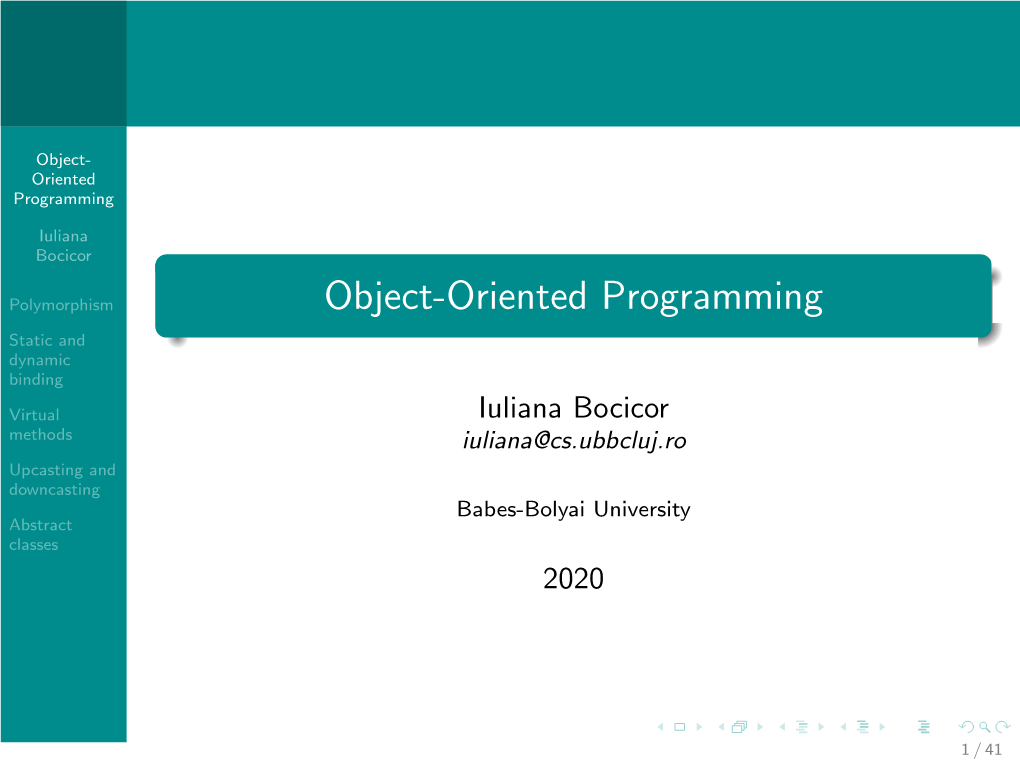 Object-Oriented Programming Static and Dynamic Binding