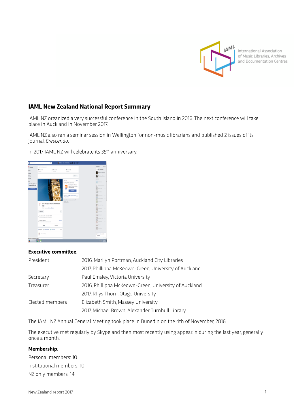 IAML New Zealand National Report Summary
