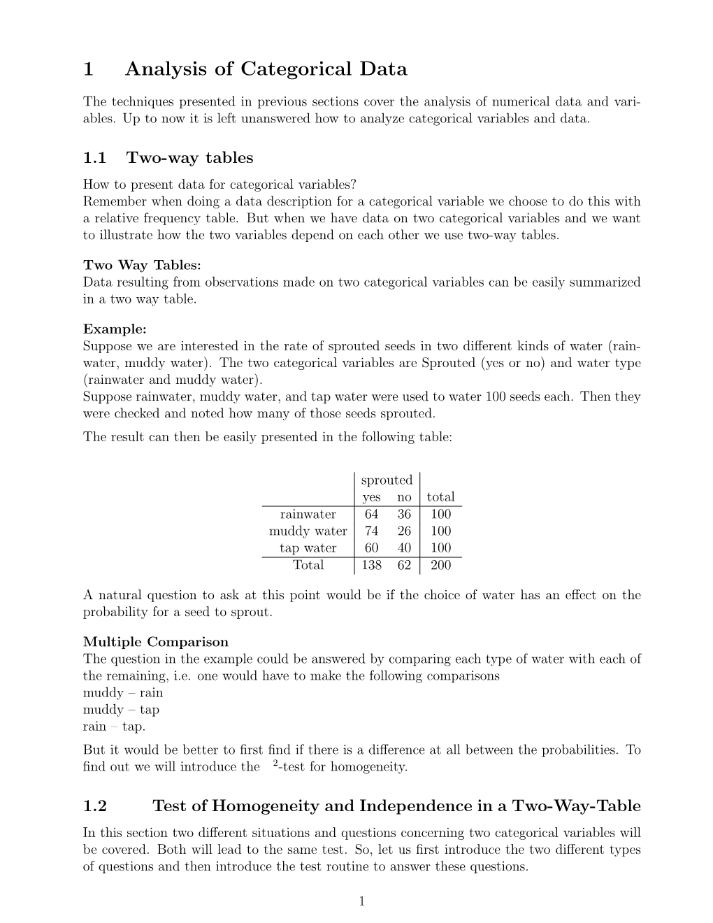 1 Analysis of Categorical Data