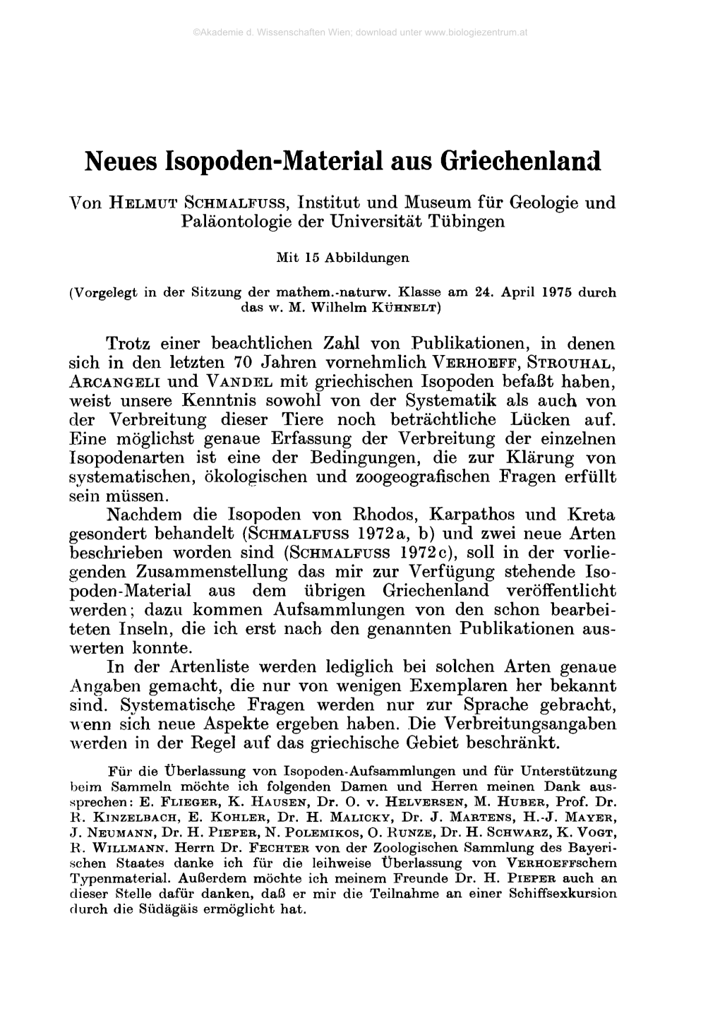 Neues Isopoden-Material Aus Griechenland