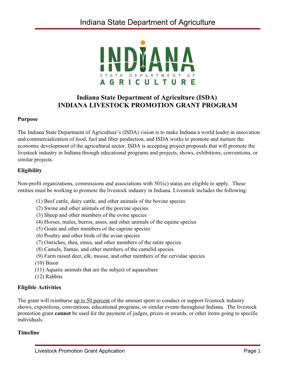 2018 ISDA Livestock Promotion Grant Application