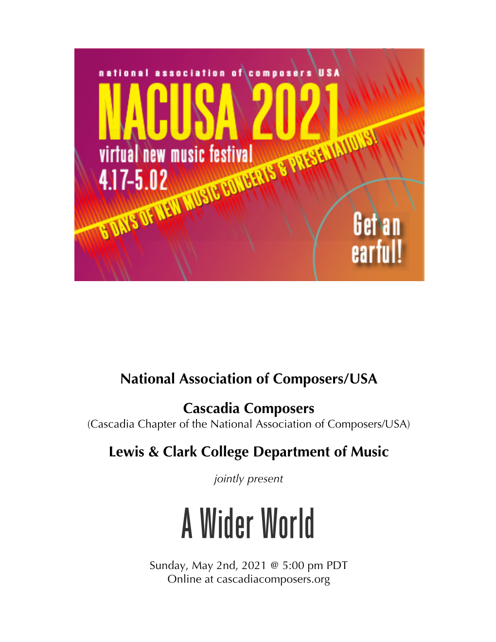 A Wider World Concert Program Booklet