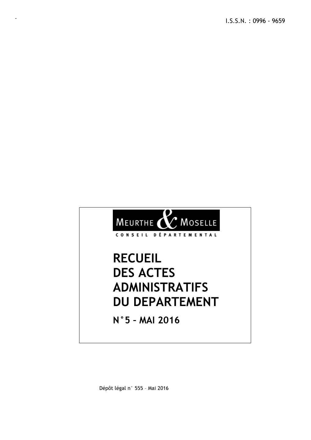 Recueil Des Actes Administratifs Du Departement