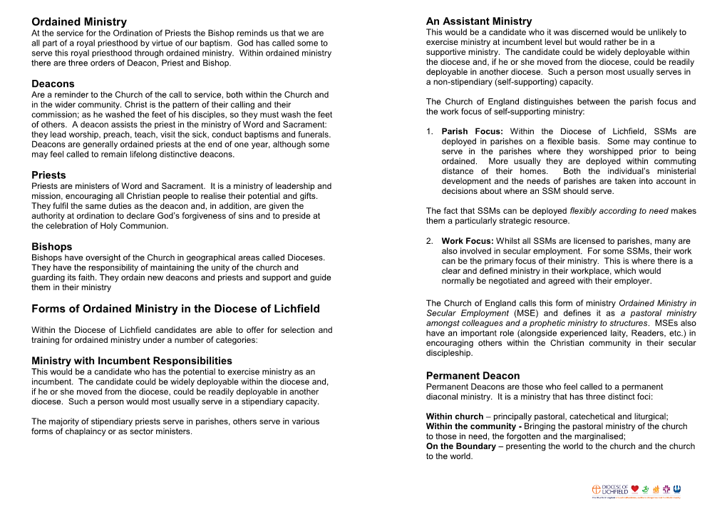 Forms of Ordained Ministry Leaflet