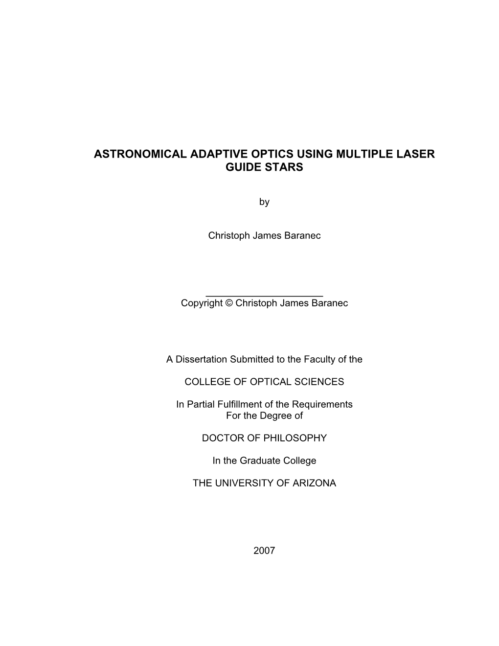Astronomical Adaptive Optics Using Multiple Laser Guide Stars