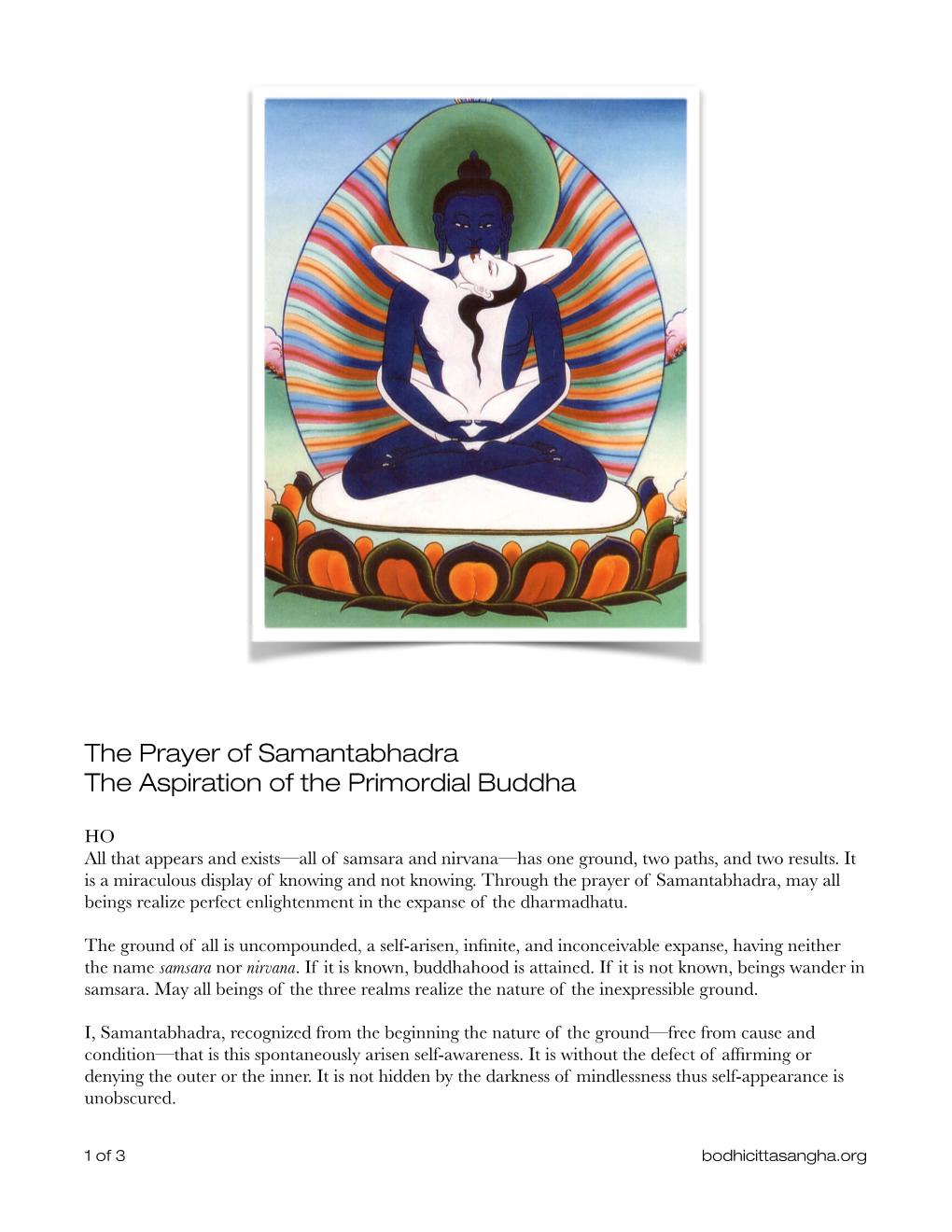 Prayer of Samantabhadra: the Aspiration of the Primordial Buddha