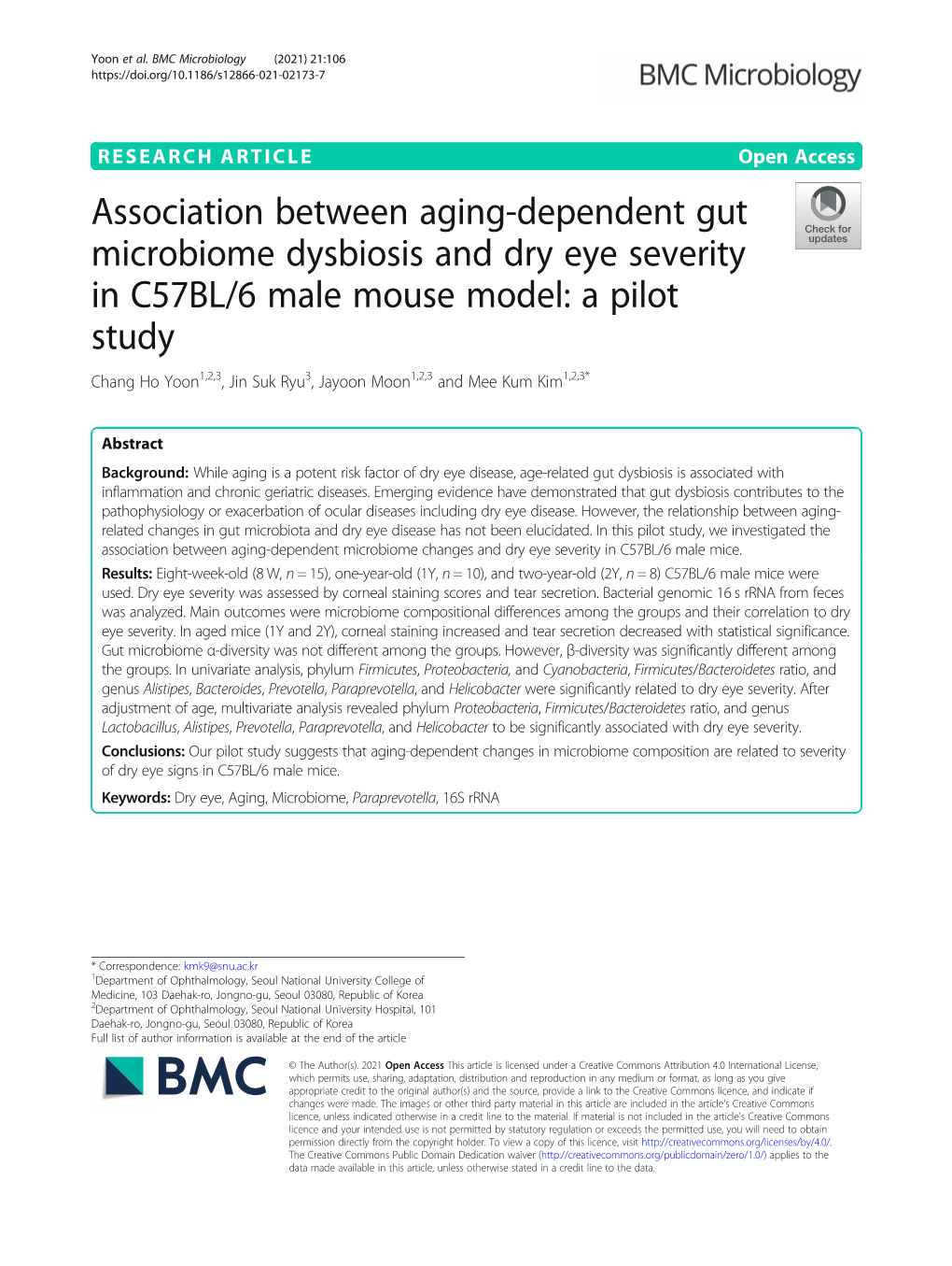 Association Between Aging-Dependent Gut Microbiome