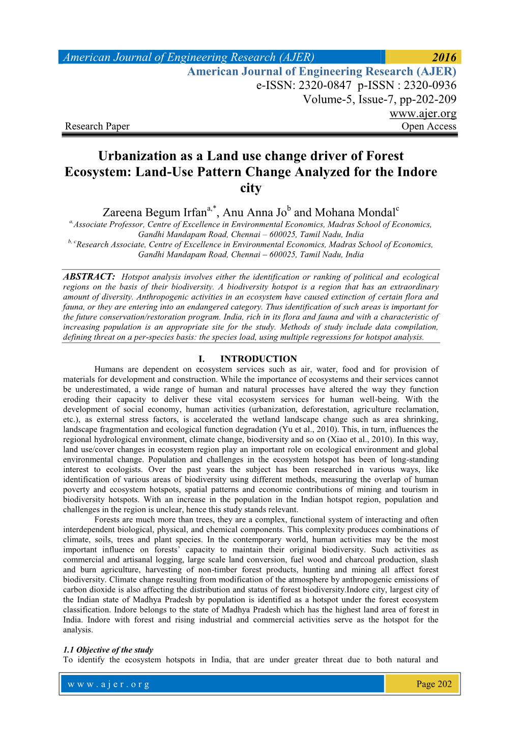 Land-Use Pattern Change Analyzed for the Indore City