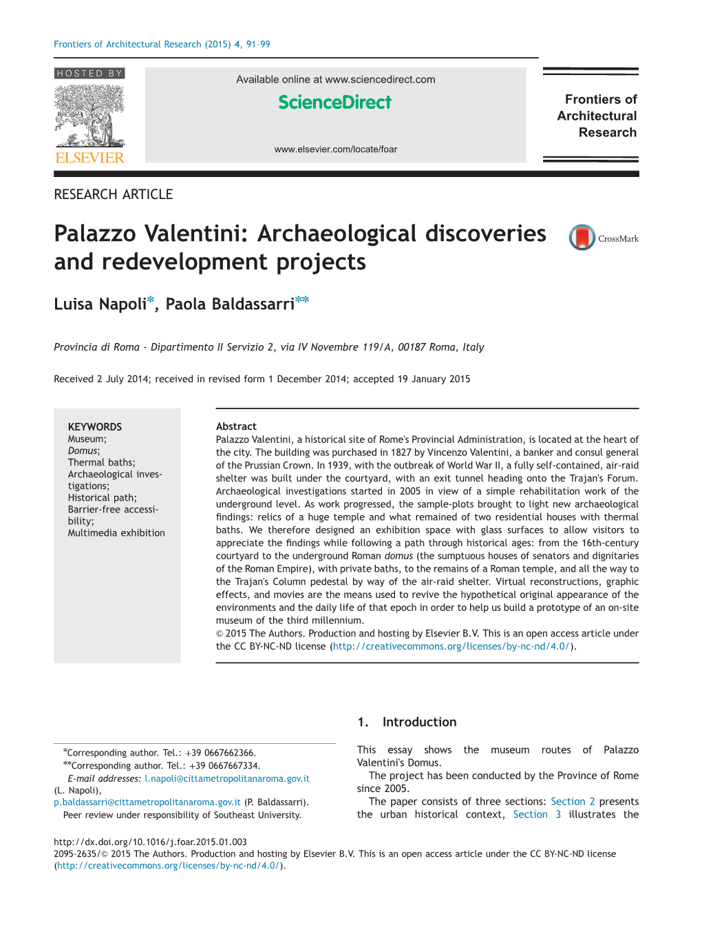 Palazzo Valentini Archaeological Discoveries and Redevelopment