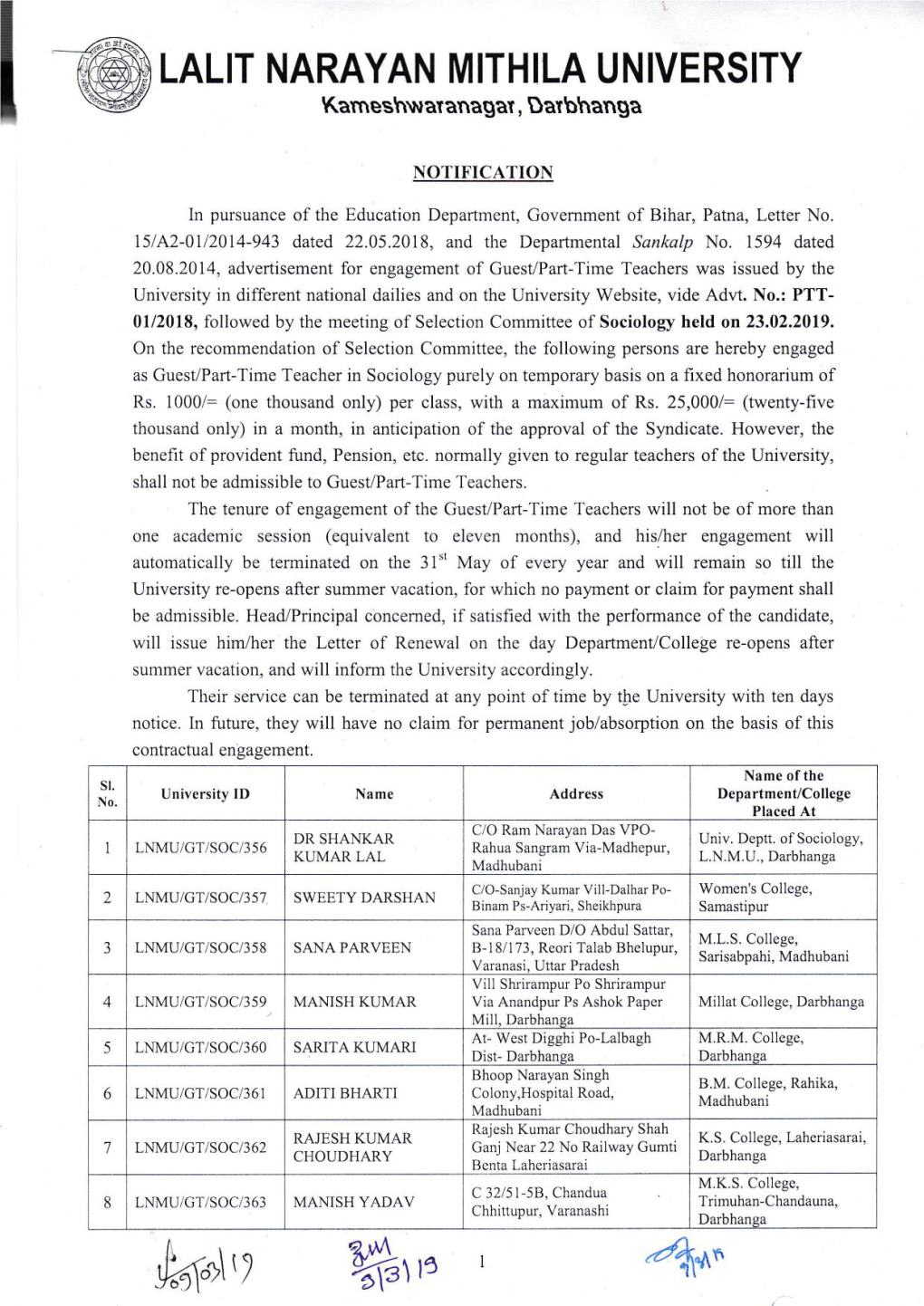 Sociology Held on 23.02.2019