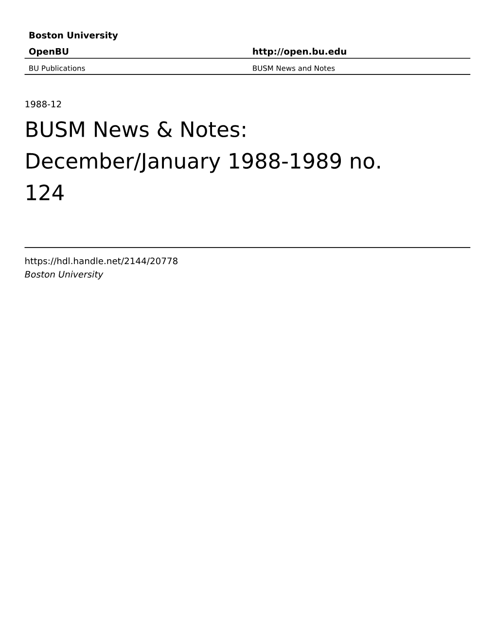 BUSM News & Notes