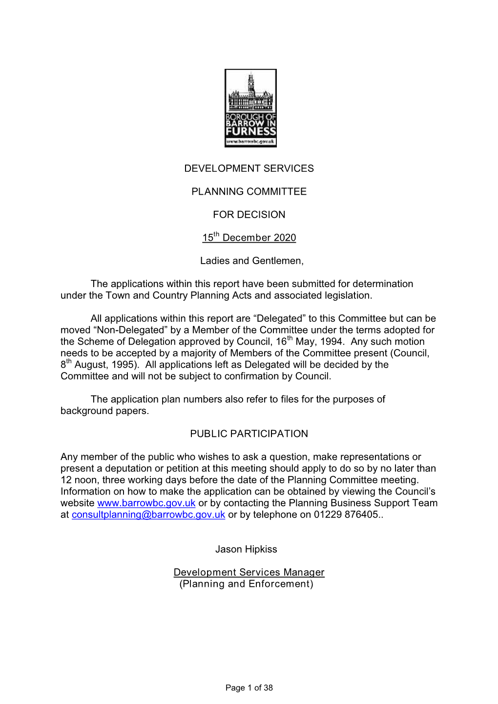 Development Services Planning Committee For