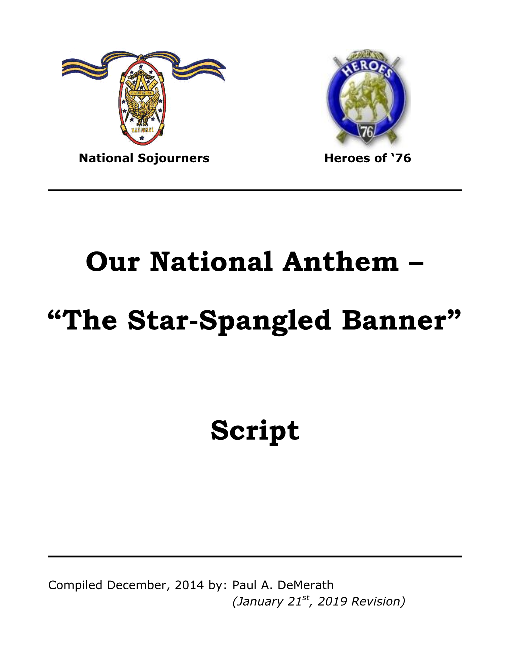 Our National Anthem – “The Star-Spangled Banner” Script