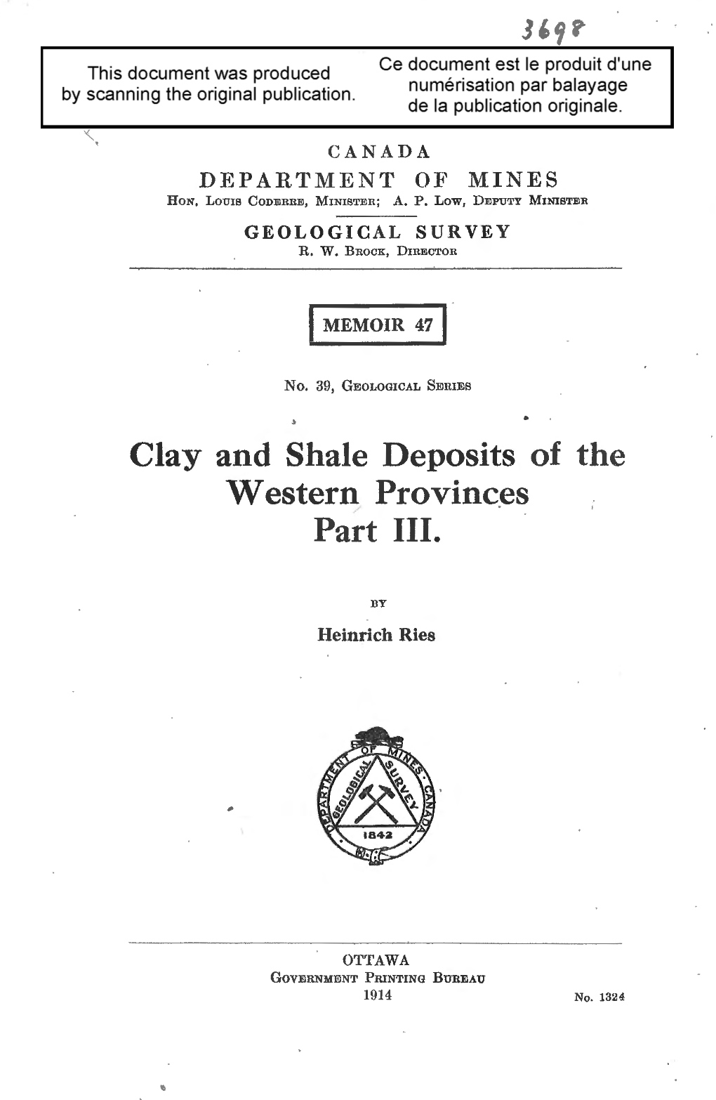 Clay and Shale Deposits of the Western Provinc.Es Part Ill