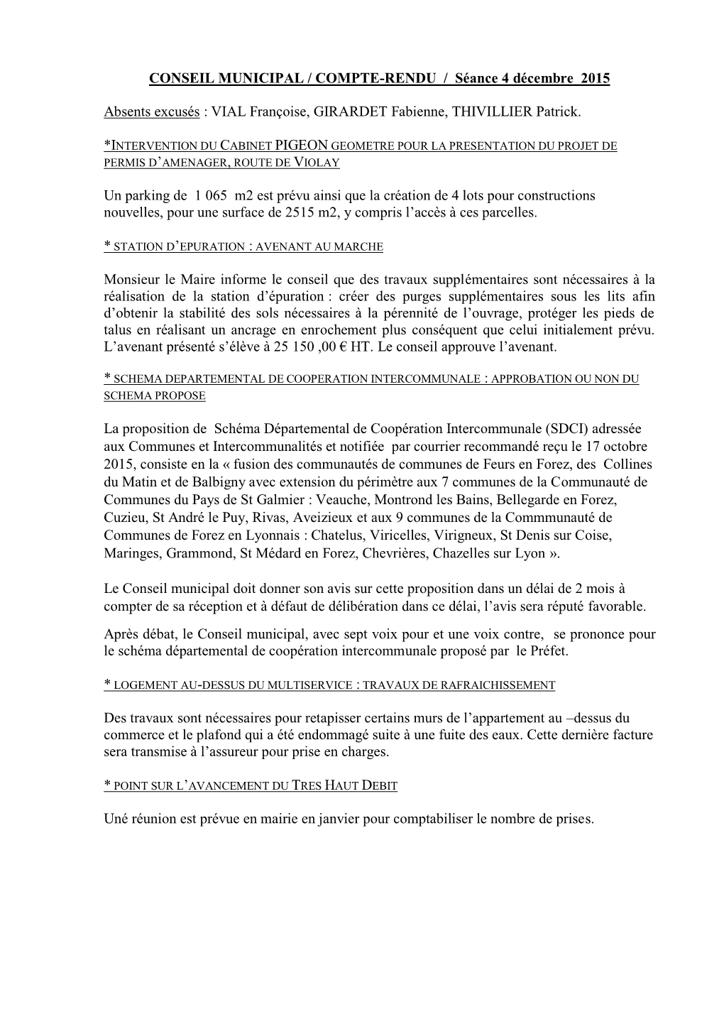 CONSEIL MUNICIPAL / COMPTE-RENDU / Séance Du 11