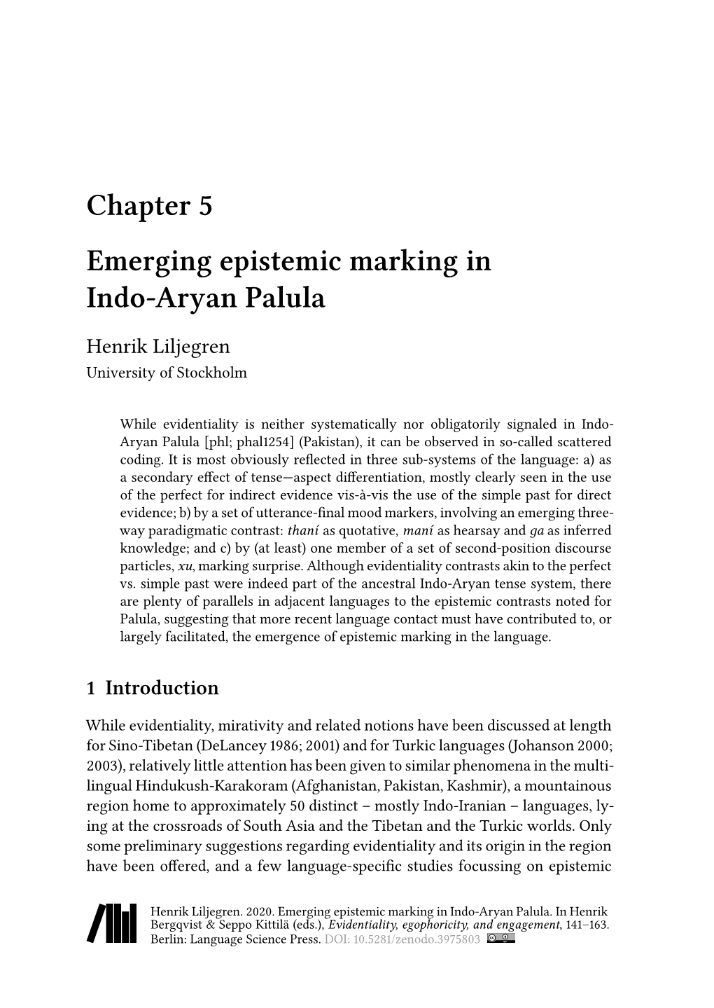 Chapter 5 Emerging Epistemic Marking in Indo-Aryan Palula