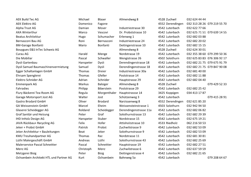 AEK Build Tec AG Michael Blaser Allmendweg 8 4528 Zuchwil 032